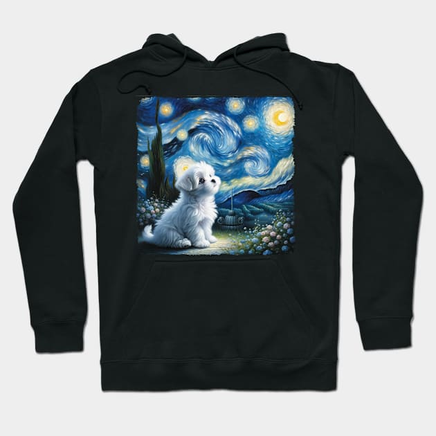 Starry Maltese Dog Portrait - Pet Portrait Hoodie by starry_night